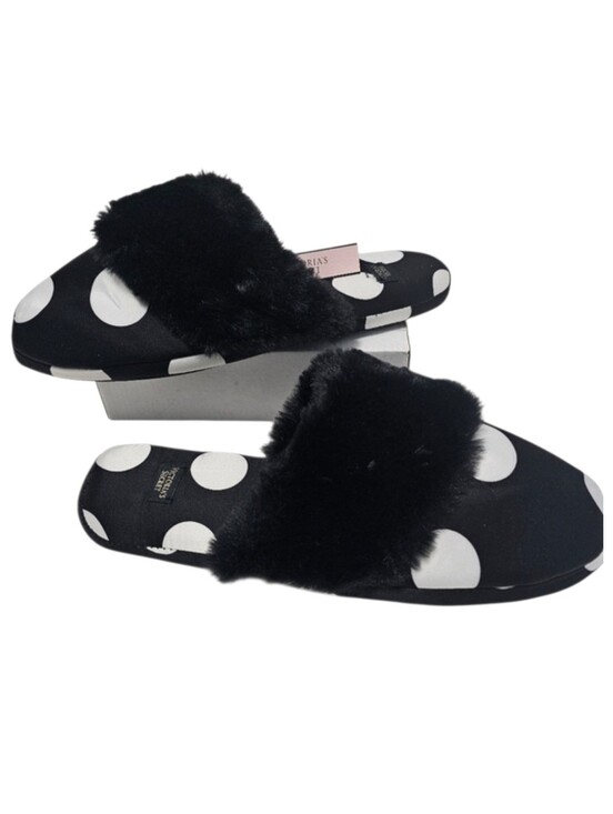 Victoria's Secret Shoes - Victoria's Secret Black And White Polka Dot Slippers Sz S